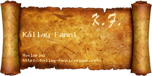 Kállay Fanni névjegykártya
